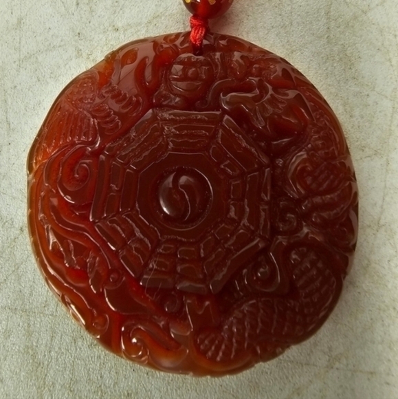 Vintage red agate pendant necklace with red‎ agate beads - Picture 7 of 7